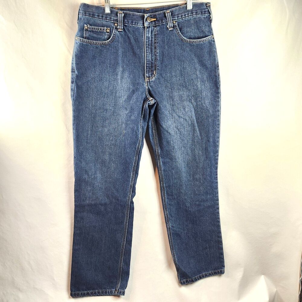 Carhartt Holter Relaxed Fit Jeans Mens 36x32 Blue Denim Workwear Work Pants Dark